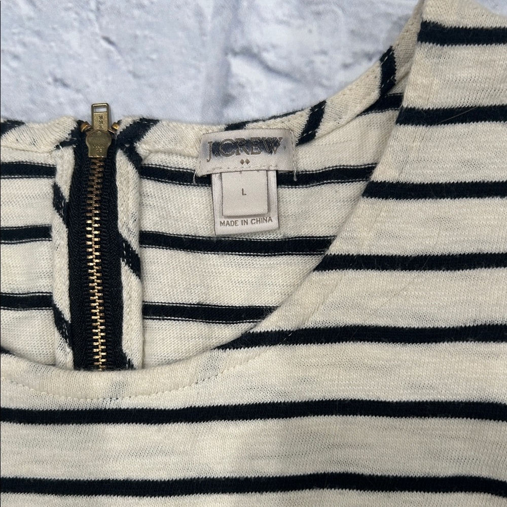 J. Crew Black and Cream Striped Peplum Tank Top - Picture 2 of 4